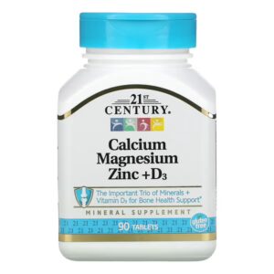 21st Century, Calcium Magnesium Zinc + D3, 90 Tablets